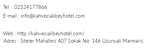 Kahveci Alibey Hotel telefon numaralar, faks, e-mail, posta adresi ve iletiim bilgileri